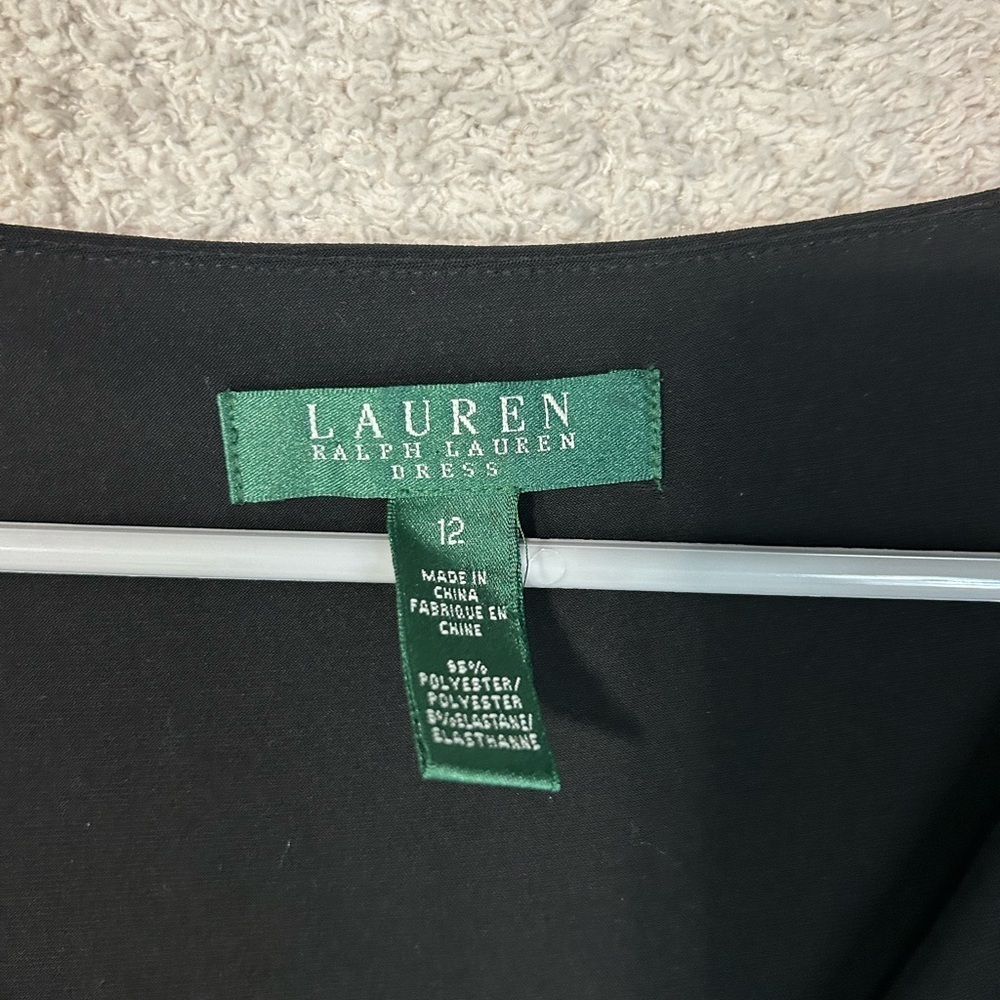 Lauren Ralph Lauren Black Ruched Sheath Midi Dress LBD - Picture 4 of 12